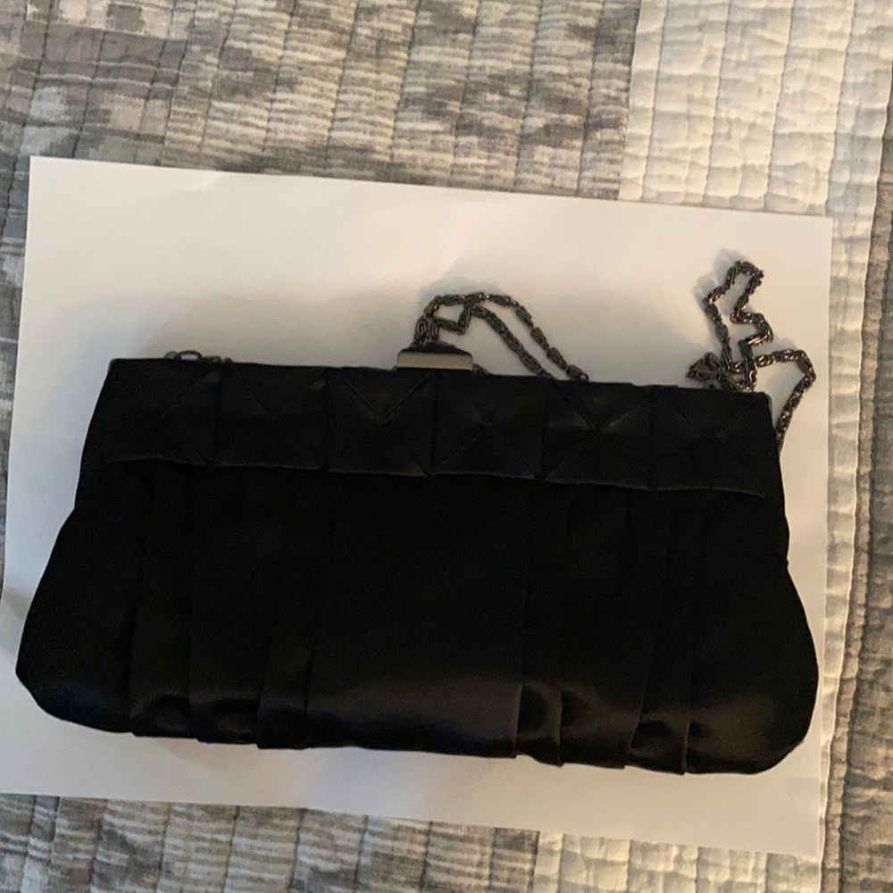 Black satin clutch
